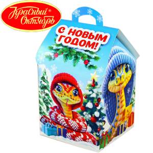 Сладкий подарок на Новый Год в картонной упаковке весом 600 грамм по цене 654 руб в Минске